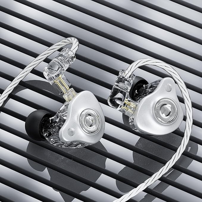 in Ear Monitor Headphones Without Mic, 10mm Dynamic Driver HiFi IEM Earphones, Crystal Clear Sound IEM Earbuds with Detachable 4N OFC Cable, 3.5mm Wired Gaming Earbuds