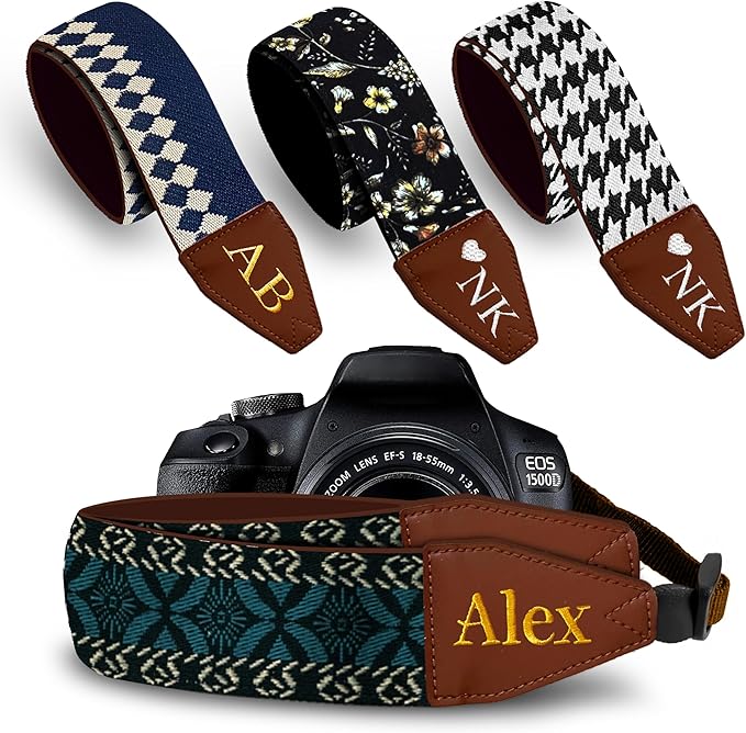 Art Tribute Camera Strap for All DSLR and Mirrorless Cameras. Add Your Name Or Initials Make It a Personalized Gift