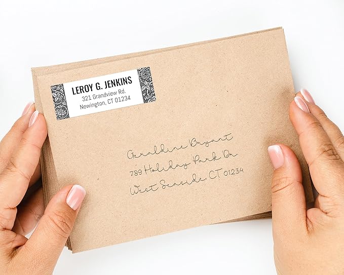 Personalized Return Address Labels - Black & White Styles - Choose Your Design - Custom Self Adhesive Stickers for Envelopes (60-960 Labels) (Bold Style)