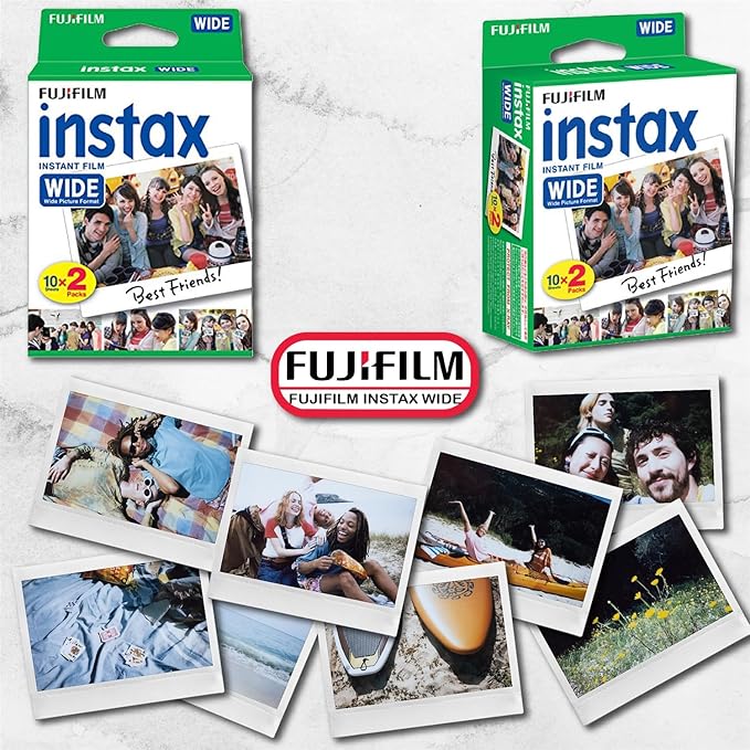 Fujifilm Wide Instant Film Twin Pack X2 (40 Sheets) + Camera and Lens Cleaning Cloth