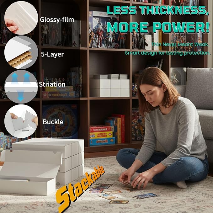 Collectible Trading Cards Storage Box, Card Storage Box with Trading Card Dividers, Collectible Trading Cards (10-Pack)