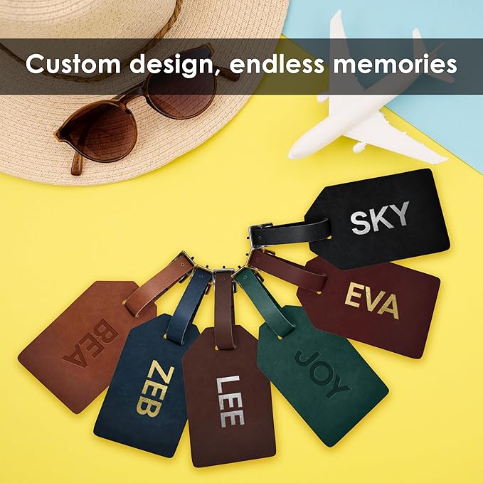 Northwind Personalized Leather Luggage Tag – Made in USA - Custom Monogram Travel Bag Tag, Handmade Premium Leather with Secure Strap, Unique Durable Travel Accessory Gift for Him and Her