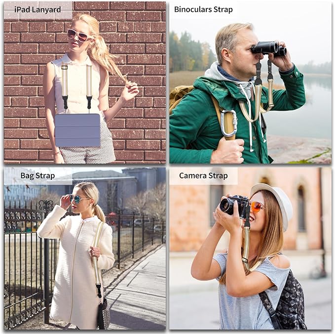 Adjustable Shoulder Strap, Comfortable for Camera Neck Lanyard iPad Strap iPad Strap for iPad, Camera, Binocular, Crossbody, Tablet, Laptop, Binocular, Luggage Bag(Beige & White A22)