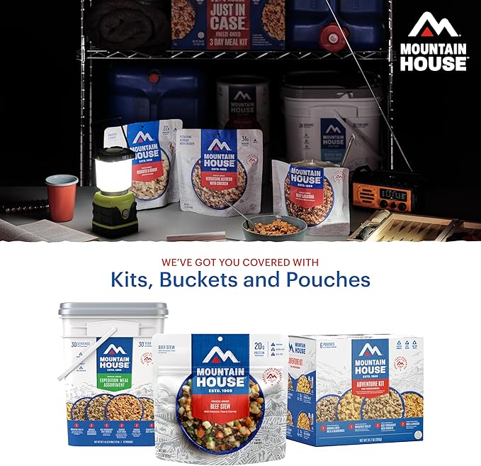 Mountain House Emergency Meal Assortment Kits, Freeze-Dried Survival Food Kit for Disaster Preparedness & Long-Term Storage, 30-Year Shelf Life