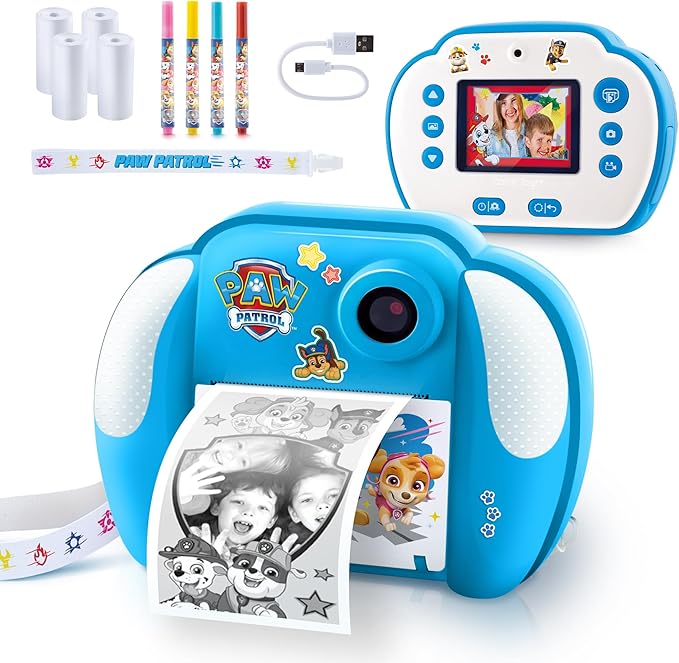 Paw Patrol™ My First Instant Camera; Photo, selfie, and video functions; Ink free printing; Frames and filters can be added digitally; Stickers and markers can be added after printing-Amazon Exclusive