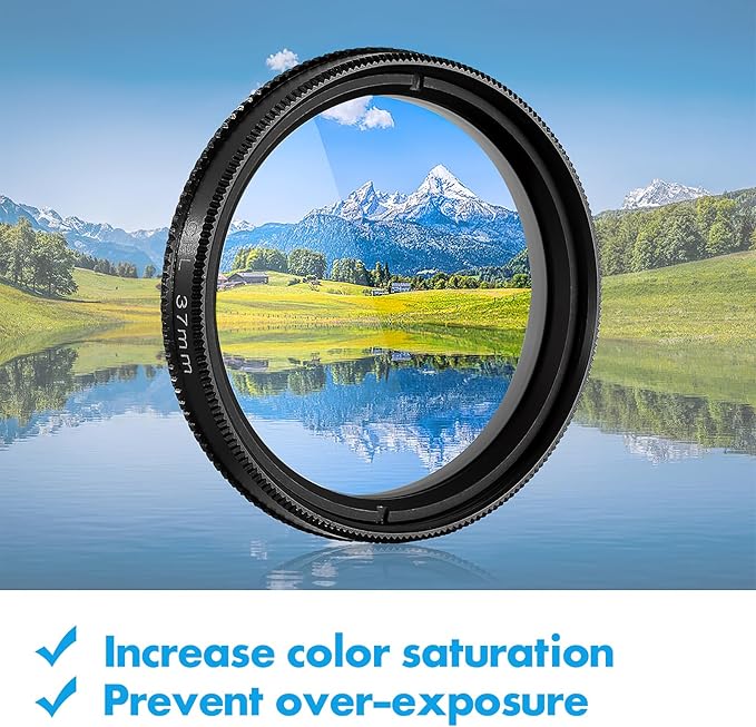 37mm CPL Filter Circular Polarizing Lens for Phone Polarizing Filter, Enhance Color Saturation, Reduce Glare, Includes CPL Lens and LensClip