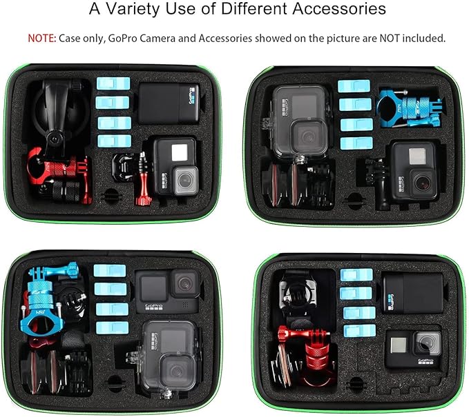 HSU Protective Carrying Case Compatible with Go Pro Hero 13, 12, 11, 10, 9, 8, 7, 6, 5, 4, 3 and Accessories, Light and Medium Security Bag, Compact and Safe Action Camera Travel Storage