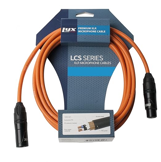 LyxPro 50 Feet XLR Microphone Cable Balanced Male to Female 3 Pin Mic Cord for Powered Speakers Audio Interface Professional Pro Audio Performance and Recording Devices - Orange
