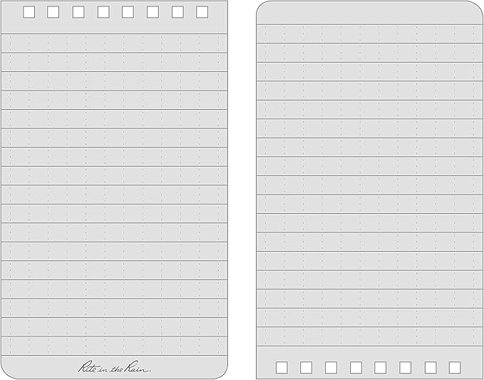 Rite in the Rain Weatherproof Top Spiral Notebook, 3" x 5", Black Cover, Universal Pattern, 3 Pack (No. 735-3)