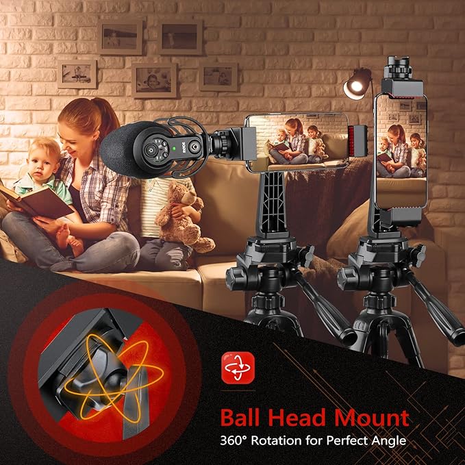 Zeadio Smartphone Tablet Tripod Mount Adapter, Tablet Cellphone Tripod Clamp Holder with Ball Head Mount, Fits for iPhone and Android Cellphone, Fits for iPad, Microsoft Surface, Nexus and Any Tablet