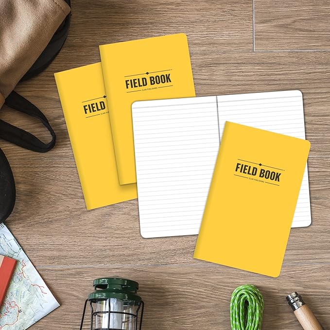 Elan Publishing Company Field Notebook/Journal - 5"x8" - Yellow Cover - Lined Memo Book - Pack of 4