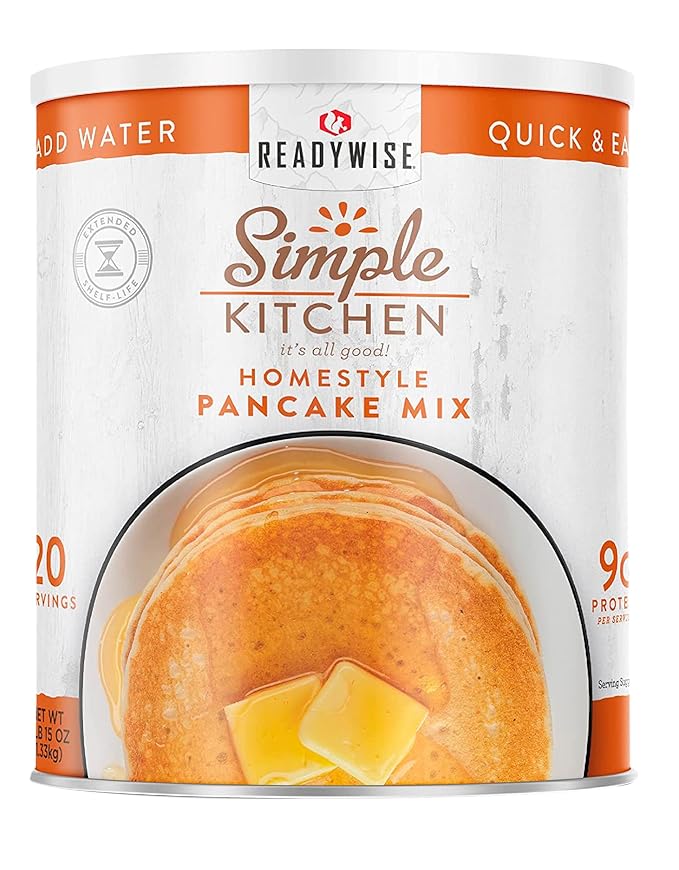 Simple Kitchen Homestyle Pancake Mix – 20 Servings for Family Meal Prep, Survival Just Add Water Canned Food, for Camping Meals, Backpacking & Hiking, #10 Can Package