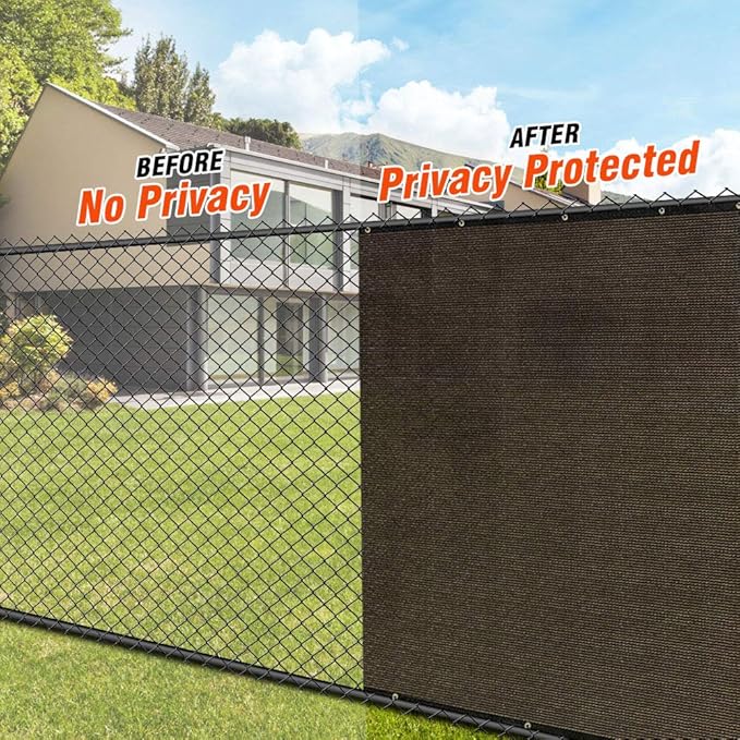 iCover 4x12ft Fence Privacy Screen, Heavy Duty Fencing Panels Screens, Outdoor Shade Cloth Mesh Barrier, Reinforced Bindings and Brass Grommets, Cable Zip Ties Included, Brown