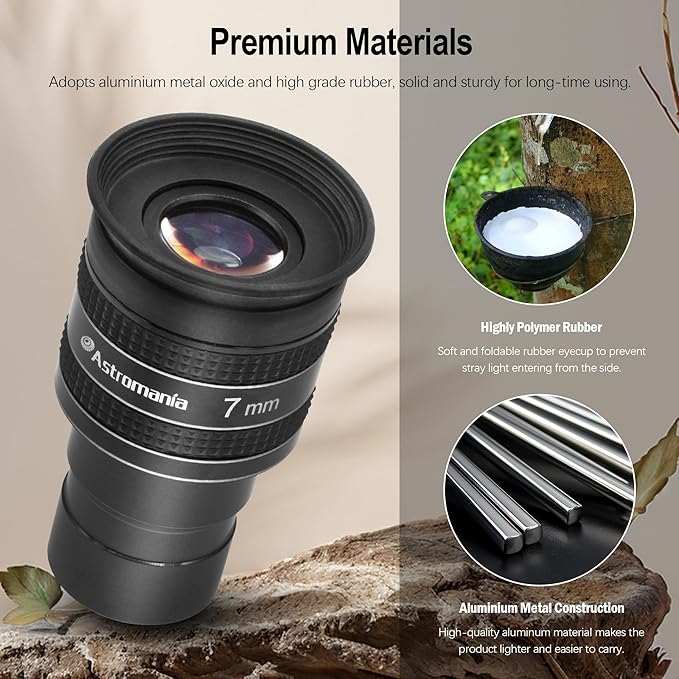 Astromania Telescope Eyepiece 7mm, Wide Angle 58 Degree Apparent Field Planetary Eyepiece for 1.25 inch Astronomy Telescope & Filter, Fully Multi-Coated Telescope Accessory for Planetary Observation