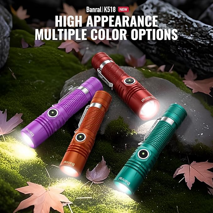 Banral Rechargeable Tactical Flashlights, High Lumens Small Mini USB-C LED Flashlight, Compact EDC Flash Light, 4 Modes&Memory Function, Waterproof Pocket Lights for Home,Camping,Emergency (2, Red)