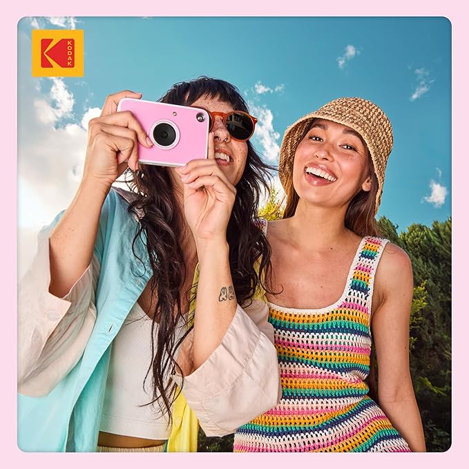 Kodak Printomatic+ Instant Print Digital Camera (Pink) 10MP Portable Camera with Interactive RGB LED Status Indicator, Prints Full-Color Photos on Zink 2x3” Sticky-Backed Photo Paper - Easy & Fun