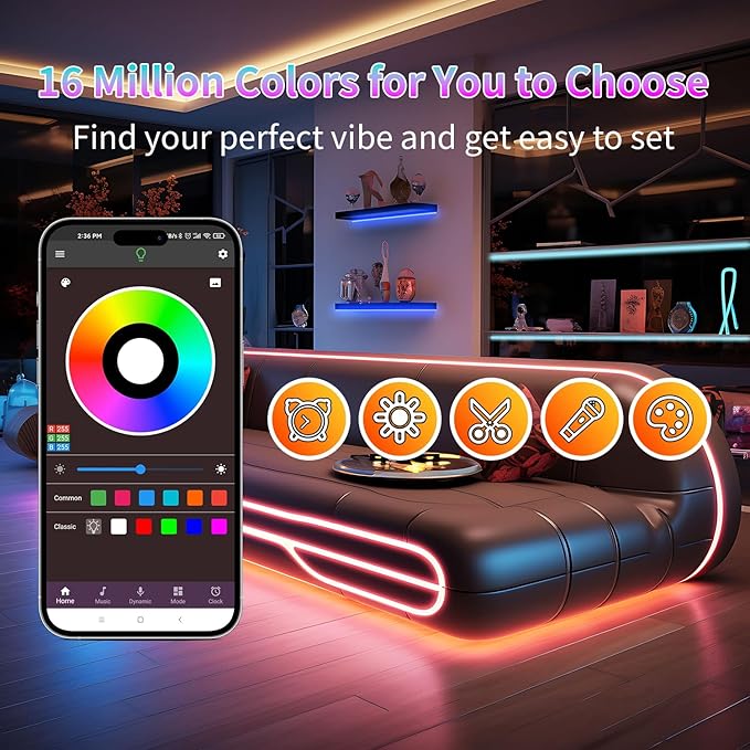 290FT LED Lights for Bedroom, RGB LED Strip Lights Music Sync Color Changing Effects, DIY Cuttable Led Light Strip with Remote and App Control Led Lights for Room Decor (3 Rolls of 97ft)