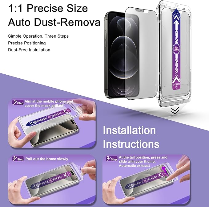 CHISHA 2-Pack Matte Screen Protector for iPhone 12 Pro Max — Anti-Glare, 9H, Auto Dust Removal