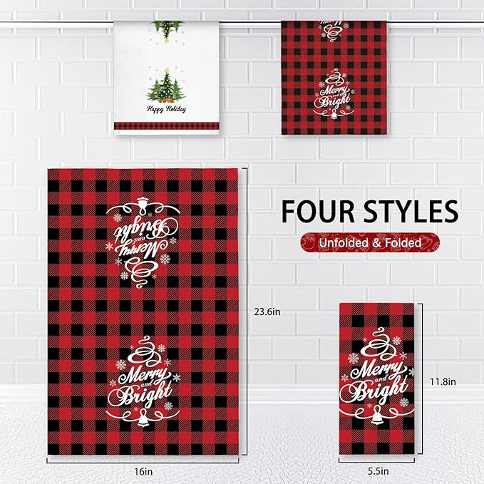 Nialnant 2 Pcs Christmas Hand Towels,16 x 23.6 Inch Funny Kitchen Towels for Housewarming Gifts New Home, Christmas Kitchen Decor
