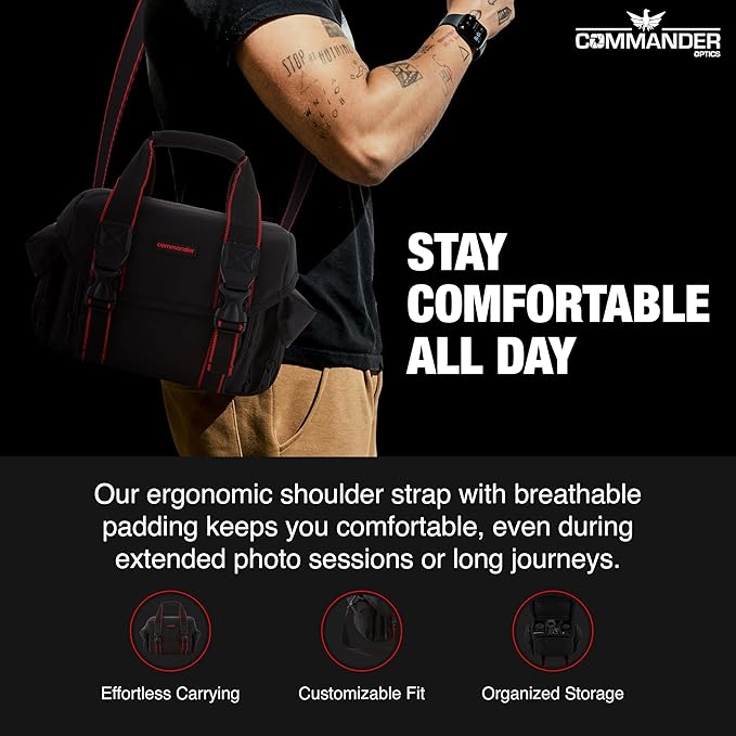 Large Camera Bag - Water Resistant, Soft Padded, Spacious Travel Bag for Canon EOS, Nikon, Sony & More DSLR Cameras/Camcorders Ample Storage and Protection for Your Equipment (Large)