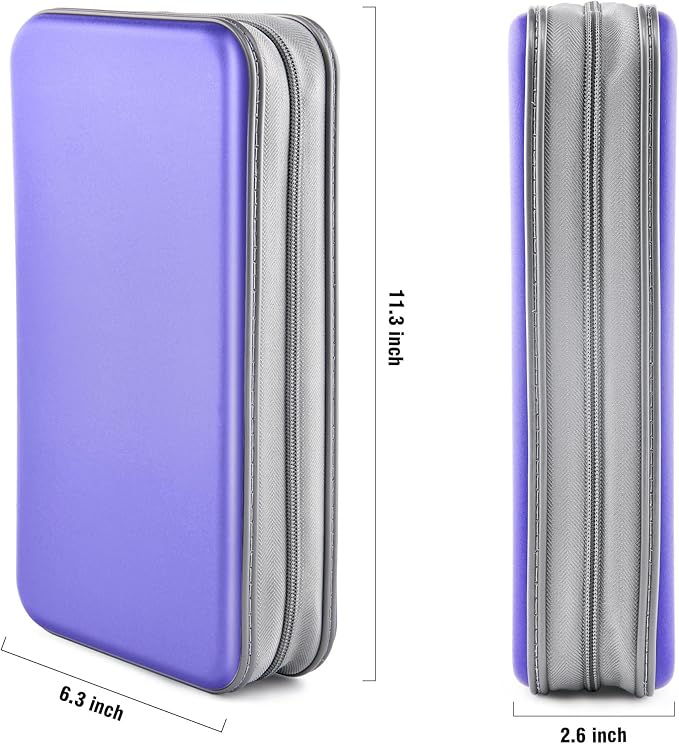 DVD Case, Bivisen CD Case Holder Wallet Binder 96 Capacity CD/DVD Cases Storage Holder Binder Organizer Wallet Book for Car Home Travel (Light Purple)