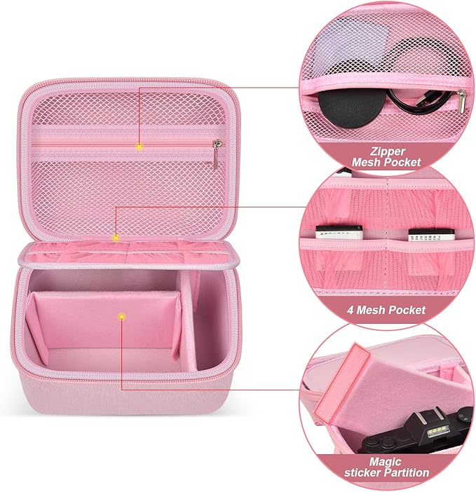 ANKHOH Vlogging Camera Case for Duluvulu/for Zostuic/for YIGLLO/for Gavonde/for Canon/for Kodak Pixpro Digital 4K 5K Camera Carrying Travel Bag for SD Cards, Accessories(Box Only)(Pink)