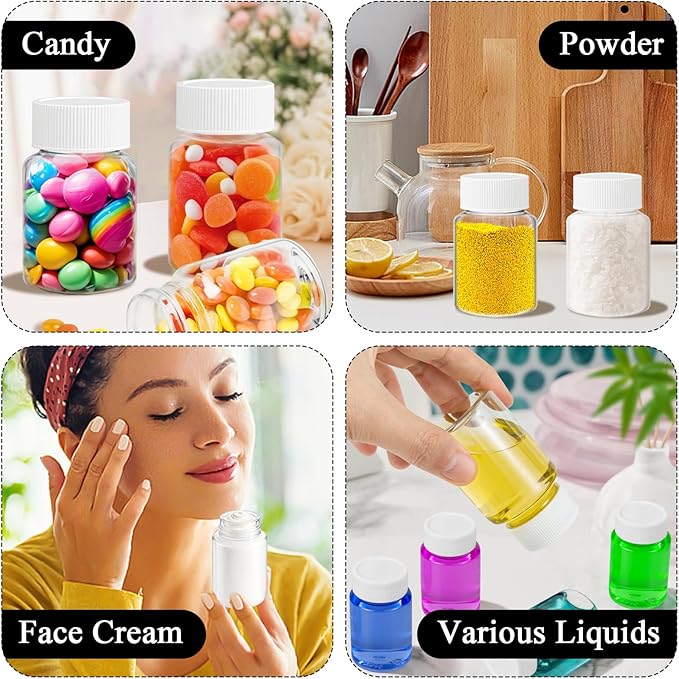 Lamoutor 30Pcs Clear Pill Bottle Plastic Medicine Bottle Empty Reagent Chemical Containers with Caps for Liquid Solid Powder Medicine 100ML