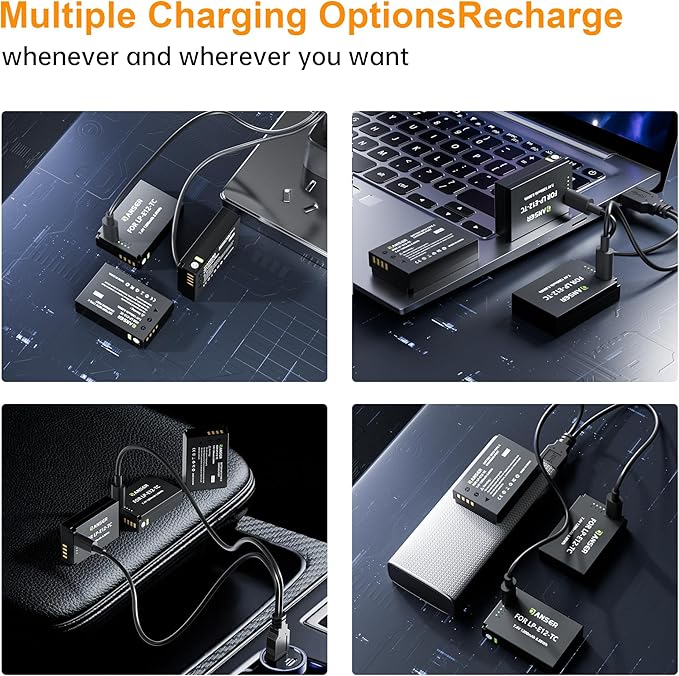 E12 Battery and USB C Charging Replacement Batteries, 1200mAh Camera Battery with USB Charging for Canon Power Shot SX70 HS，Rebel SL1，EOS M50 Mark II, M, M2, M10, M100, M200 Digital Cameras