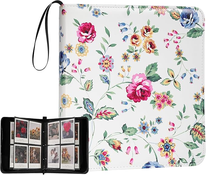 240 Pockets Portable Binder Photo Album Book For i-Type Square Polaroid Photos and Instax Wide Film Pictures (Abstract Rose)