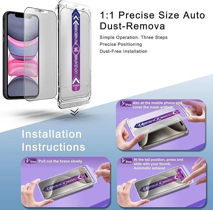 SHANG PIN JIA 2 Pack Matte Screen Protector for iPhone 11 and iPhon XR 6.1-Inch Auto Dust Removal, No Bubbles, Tempered Glass Film, Easy Installation