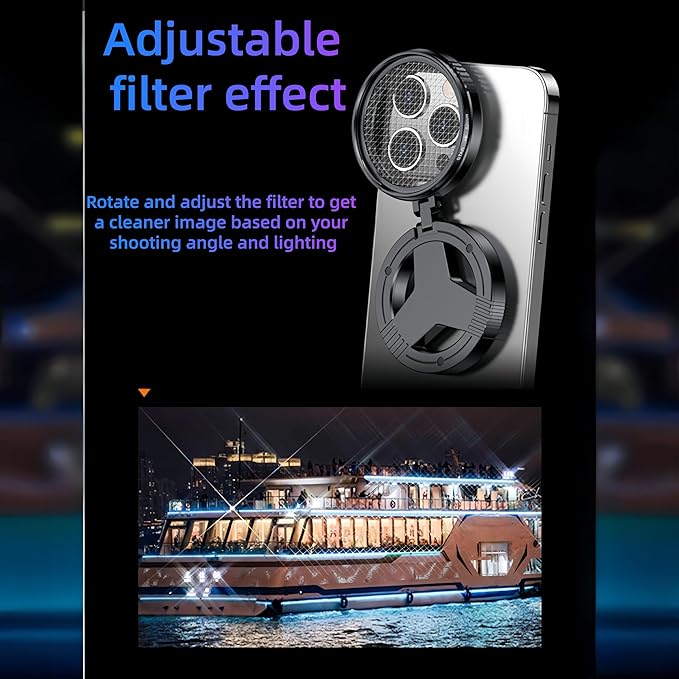Anti-Glare Magnetic Phone Filter, 52mm Magnetic CPL Polarizer, Foldable Portable Rotatable Quick Mount Lens, Reduce Glare & Reflections for Water, Glass, Sky (1PC)