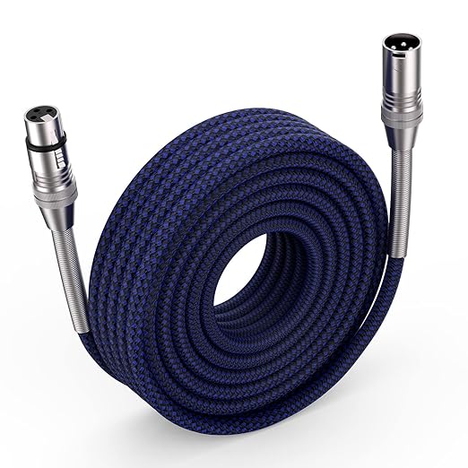 XLR Cable 150ft, Multi-Color Heavy Duty Nylon Braided XLR Male to Female, Microphone Cable 3 Pin Balanced XLR Cable Compatible with Speakers, Microphones, Stage Lighting and More - Blue