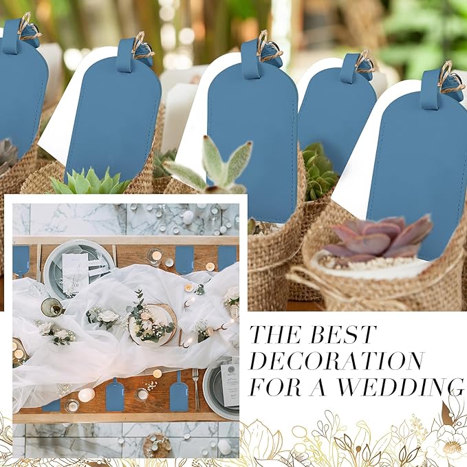 Amylove 48 Sets Leather Luggage Tags Bulk Wedding Favors Luggage Tags for Guests Bridal Gifts Wedding Bridal Shower Gift PU Leather with Name ID Card Tag for Guests