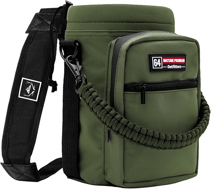 NATURE PIONEOR Water Bottle Holder with Adjustable Strap - Half/One Gallon (64/128oz) Insulated Water Bottle Sling Carrier with Phone Pocket & Paracord Handle, Outdoor Camping, Hiking, Gym