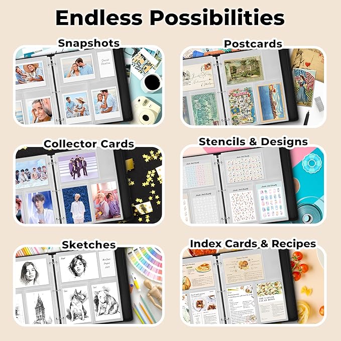 Dunwell Photo Sleeves for 3-Ring Binder, (4x6 Mixed Format, 25 Pack) for 150 Pictures, Each Photo Page Sheet Holds Six 4 x 6 Pictures or Postcards, Acid-Free Poly 4x6 Album Refill Pages