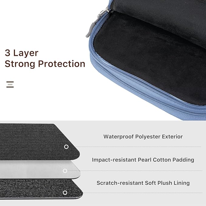 Dadanism Electronics Travel Organizer Case, Double Layers Cord Organizer Travel All-in-One Storage Bag for Cable, Cord, iPad, Chargers, fits 9-11'' Tablets, Portable Tech Accessories Bag, Blue