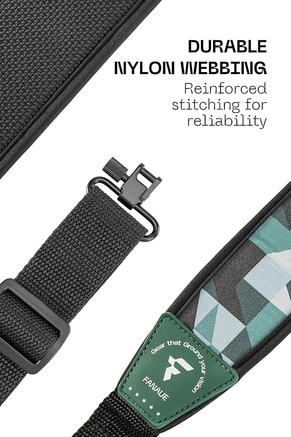 FANAUE Rifle Sling, Two Point Gun Sling with Swivels, Length Adjustable Padded Rifle Shoulder Strap for Hunting Shooting and Outdoors