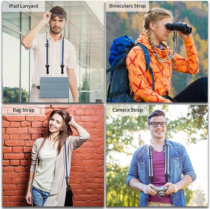 Adjustable Shoulder Strap, Comfortable for Camera Neck Lanyard iPad Strap iPad Strap for iPad, Camera, Binocular, Crossbody, Tablet, Laptop, Binocular, Luggage Bag(Blue, Gray & White A29+1)