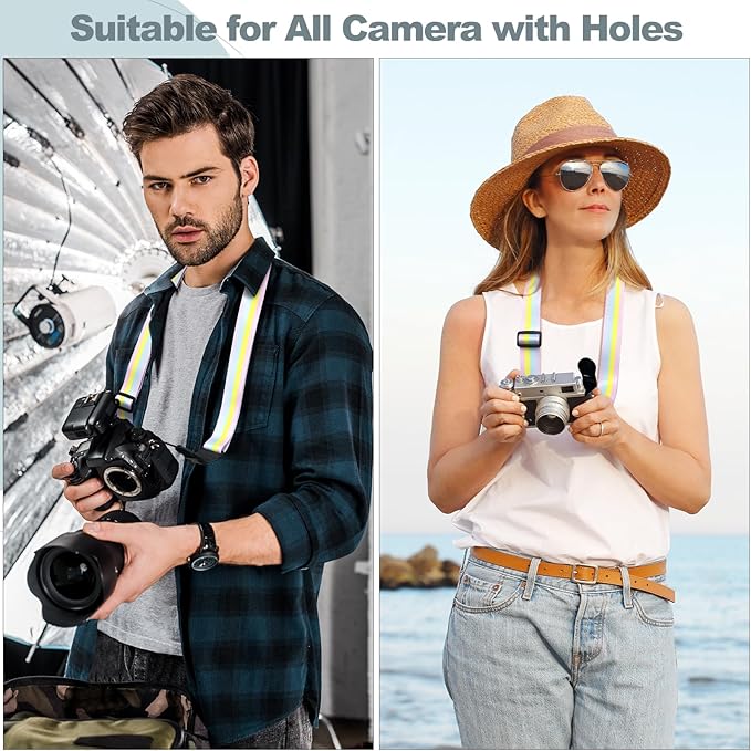 Adjustable Shoulder Strap, Comfortable Camera Strap, Neck Lanyard for iPad Tablet Case, Camera, Binocular, Luggage Bag (Rainbow Colors Shoulder Strap)