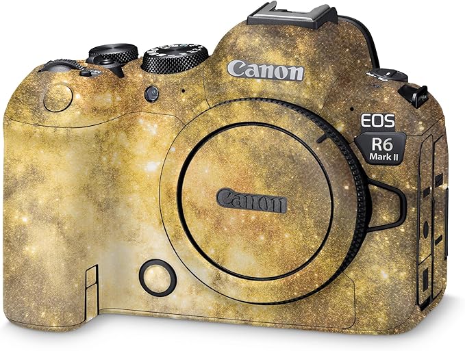 Glossy Glitter Camera Skin Compatible with Canon EOS R6 Mark II Camera (2022) - Golden Stars - Premium 3M Vinyl Protective Wrap Decal Cover - Easy to Apply | Crafted in The USA by MightySkins