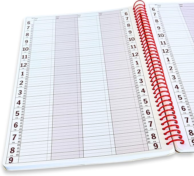 Portage Notebooks Appointment Book - Large 8.5" x 13.5" Undated Planner for Daily Scheduling - 4 Column Professional Daily Planner Undated for Office, Home, or Salon Use