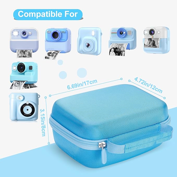 Hikkon Camera Case Compatible for ESOXOFFORE/Upgrade/Dylanto/Yehtta/HiMont/CAMCLID Kids Instant Print Camera Toy,Portable Digital Camera Storage Holder Organizer Bag (Case Only) - Blue
