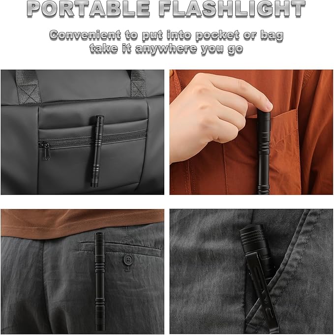 LED Pen Light Flashlight, Waterproof Mini Flashlights Pocket Flashlight with Clip, 500 Lumen Bright Small Flashlights for for Inspection, Work, Emergency, Battery Not Included (5 Pack)