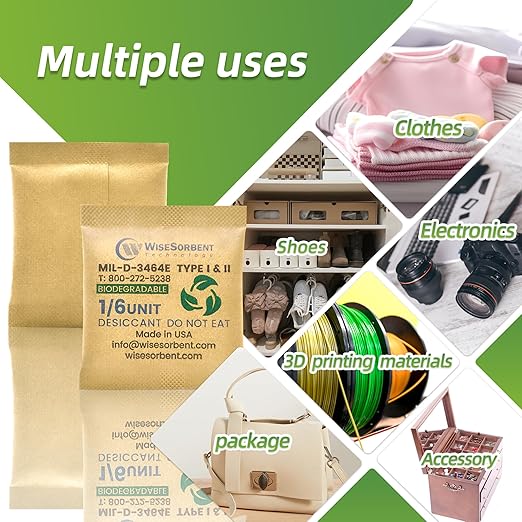 1/6U Kraft Clay Desiccants Packs for Storage - Silica Gel Packets Alternative, 6 Gram Food Safe Bentonite Clay Desiccant Bags, Military Grade Highest Moisture Absorbers [600 Pack]