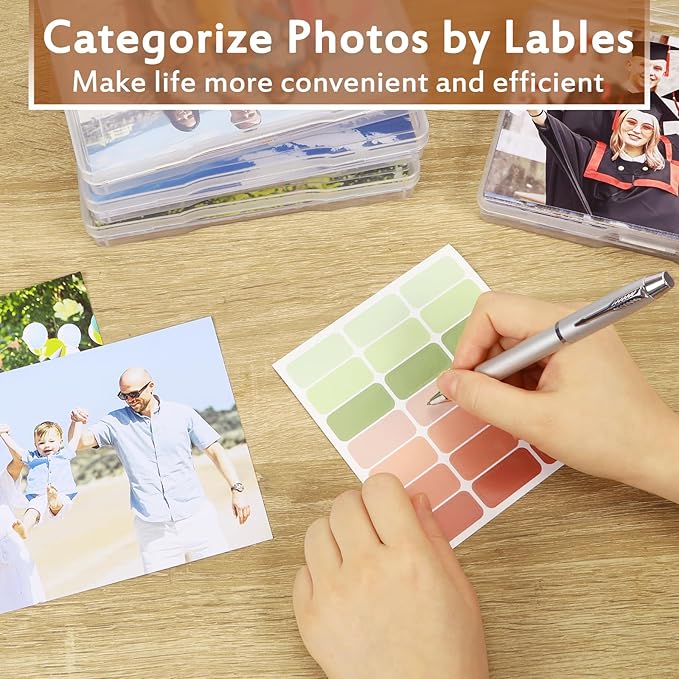 FAAYUCK Photo Storage Box 5 x 7 Inches, 18 Inner Extra Large Photo Organizer With Dividers, Acid-Free Photo Storage Containers, Craft Storage Box for Protect Photos, Crafts, Stamps etc