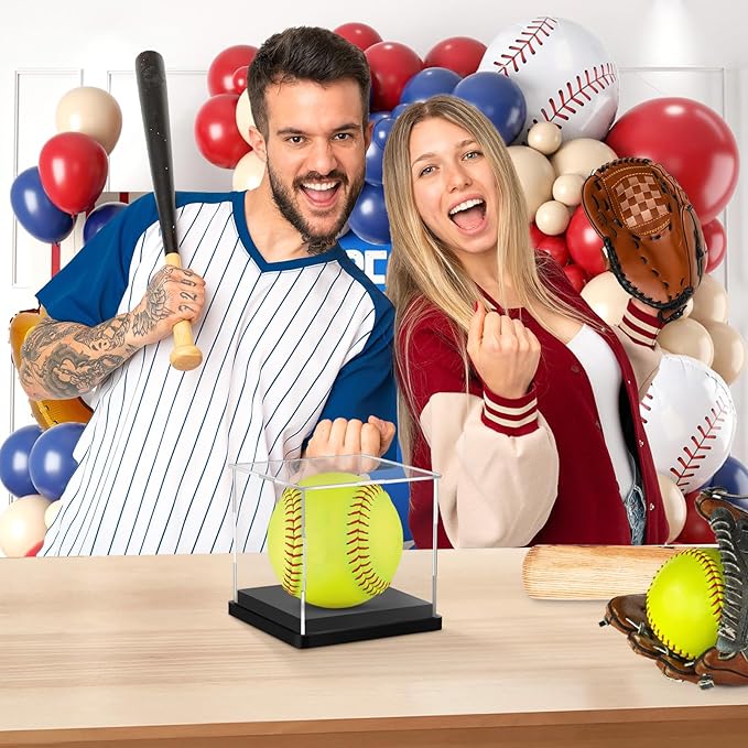 1PCS Softball Display Case Acrylic Clear Display Box Baseball Tennis Golf Protected Stand for Signed Memorabilia Large 12 Inch Sports Game Ball Storage Box