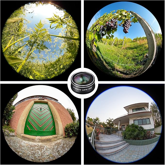 Phone Camera Lens, Godefa 3 in 1 Phone Lens kit-205° Fisheye Lens + Macro Lens + 120° Wide Angle Lens,Clip on Cell Phone Camera Lens Kits Compatible with iPhone,Most Smartphones