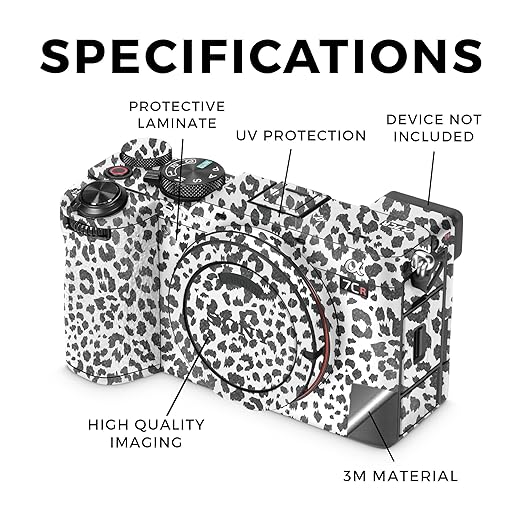 Glossy Glitter Camera Skin Compatible with Sony Alpha 7CR Camera (2023) - Snow Leopard Print - Premium 3M Vinyl Protective Wrap Decal Cover - Easy to Apply | Crafted in The USA by MightySkins