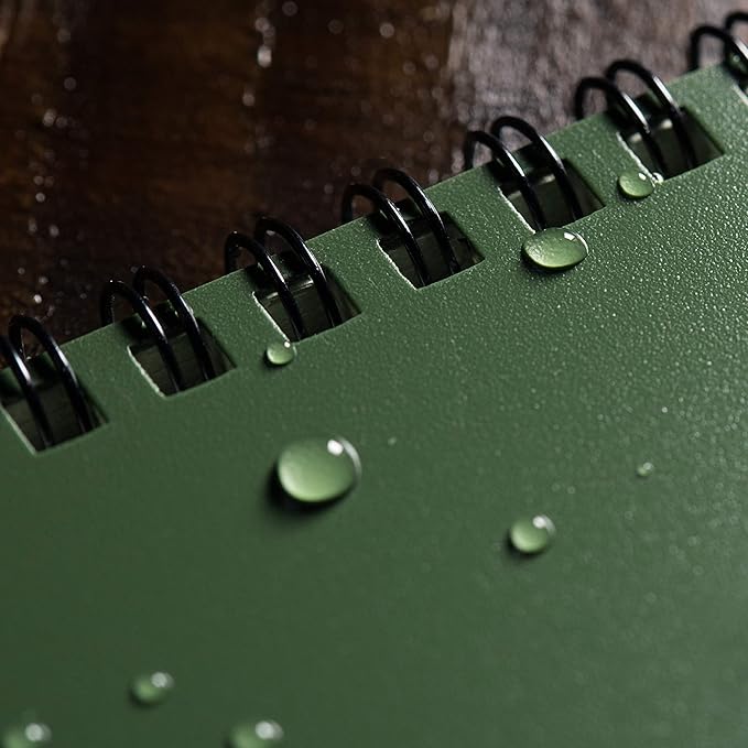 Rite In The Rain Weatherproof Side Spiral Notebook, 4.625" x 7", Green Cover, Universal Pattern (No. 973), 7 x 4.875 x 0.375