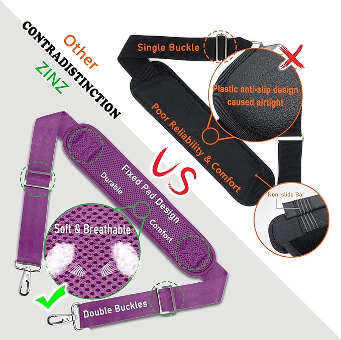 ZINZ Bag Shoulder Strap, Padded Adjustable Shoulder Strap Replacement